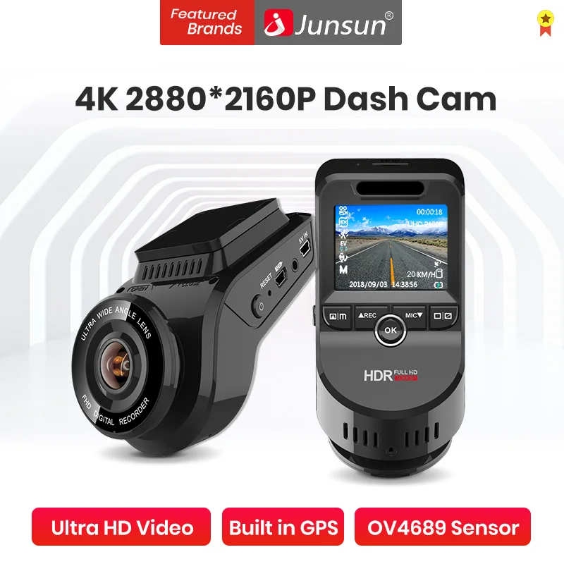 Автомобильный видеорегистратор 4K 2160P со встроенным GPS Wi Fi ADAS переднего и заднего