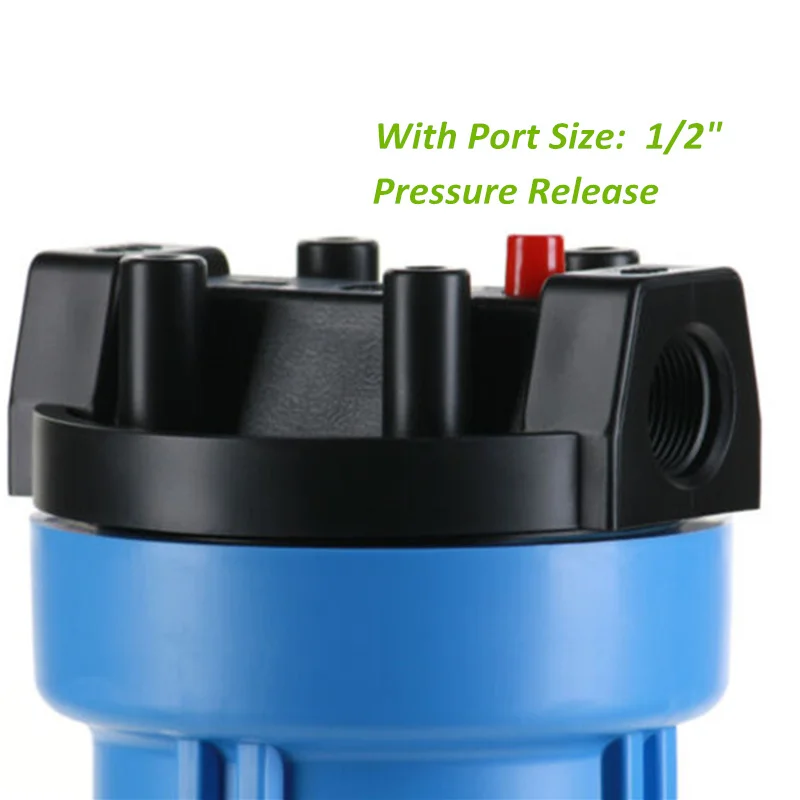 Весь дом синий фильтр для воды корпус сброса давления типа 2" X 2,5" с портом 1/2 дюймов для системы обратного осмоса воды
