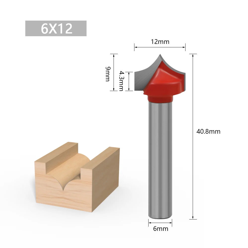 LA VIE 1pc 6mm Shank CNC Round Nose Bits Round Point Cut Bit Shaker Sharp Cutter Solid Carbide Tools for Woodworking MC06006