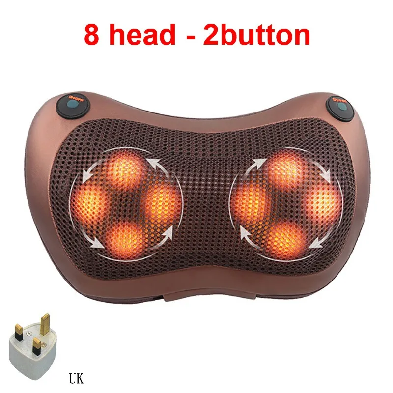 UK Plug 8 head Массажер для шеи и головы шейный шиацу массажная подушка - Цвет: UK Plug 8 head