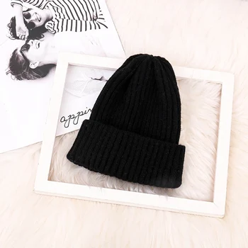 

New Simple Sweet Women Casual Caps Elegant All-match Beanies Solid Beanie Knitted Warm Soft Trendy Winter Hats