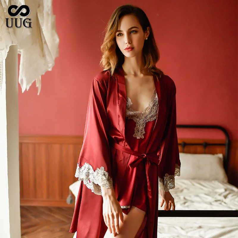 Sexy-Lingerie-Women-Silk-Satin-Babydoll-Chemise-Nightgown-Sleepwear-Lace-Robe US 
