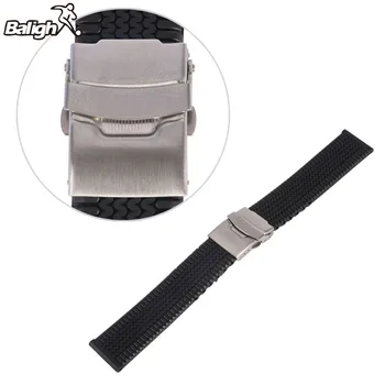 

Watch Band 20 22 24mm Silicone Rubber Watch Strap Band Deployment Buckle