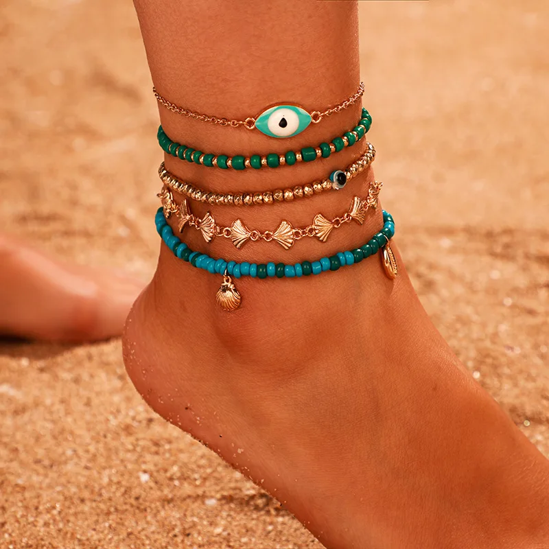 Summer Anklet Evil Eye Anklet Beach Anklet Drip Oil Eye Pearl Anklet