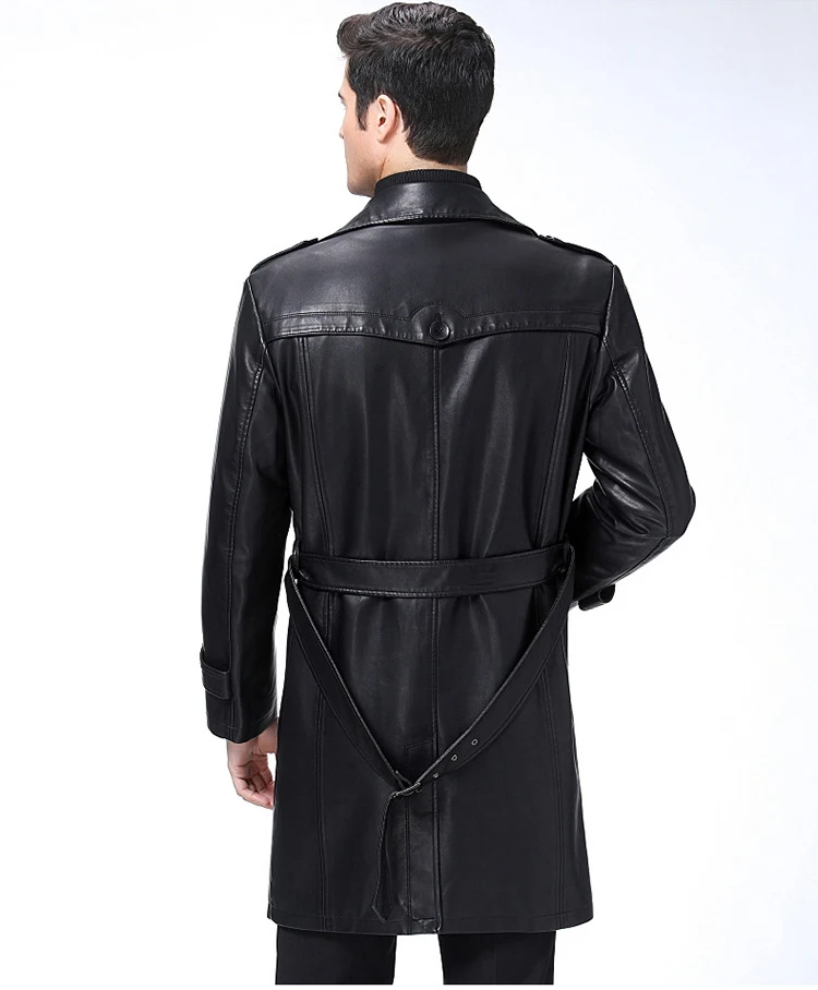 Новая удлиненная мужская куртка Giacca Pelle Uomo из толстой кожи высокого качества черного цвета