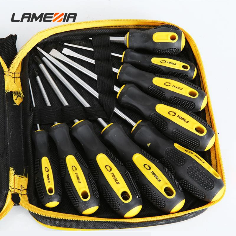 

LAMEZIA Multifunctional Screwdriver Set Professional Rubber Handle Screw Driver Combination Household Hand Tool Kit
