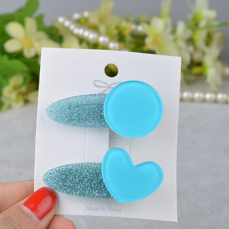 25 round heart 1 упаковка модный дизайн девушки красивый цветной круглый/звезда/Сердце шаблон заколки для волос милые детские аксессуары для волос А4 - Цвет: 25 round heart