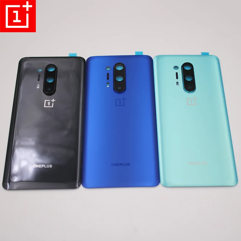 Original Oneplus 8 8T Glass Back Cover New Rear Door Housing Replacement Repair Parts For One Plus 1+ 8pro 8 T With Camera Lens phone frame photo
