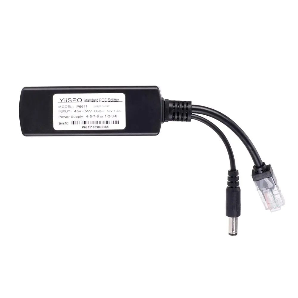 YiiSPO 10PCS Active POE Switch IEEE802.3af 48V input 12V output 15.4W POE Splitter 100meters POE camera nvr without power adaper