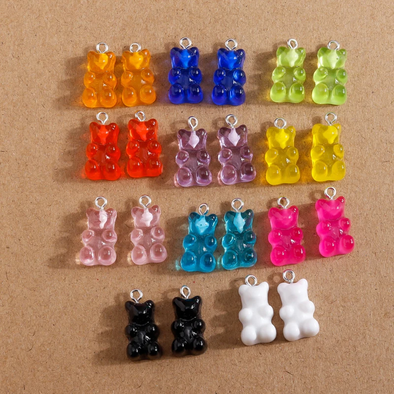 10pcs 19X8mm 11 Colors Cute Animal Gummy Bear Charms for Making Drop Earrings Pendants Necklaces DIY Handmade Jewelry Findings | Украшения