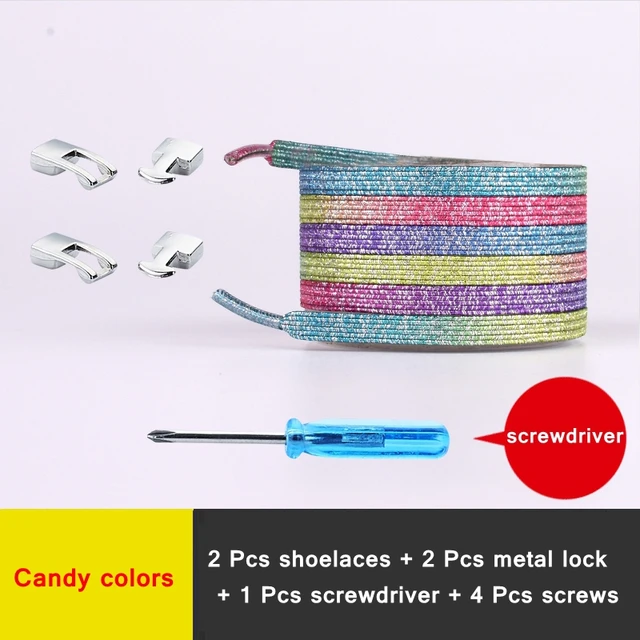 New Elastic Shoe Laces Fashion Metal Cross lock No Tie Shoelaces Suitable for all kinds of shoes child Adult flat Lazy Lace Candy colors