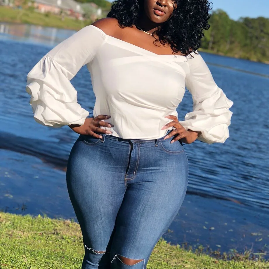 

White Blouse Women 2020 Oversize Slash Neck Lantern Sleeve Short Tops Elegant Fashion High Street Pure Blouse Big Size Clothes