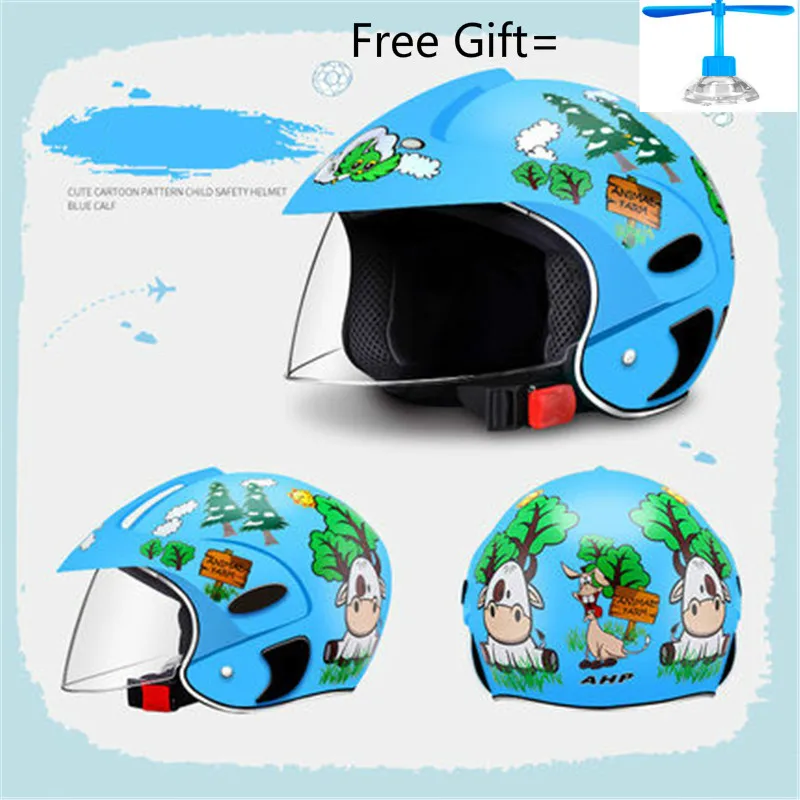 Мотоциклетный шлем для детей, Детский велосипедный шлем, детский мотоциклетный шлем, велосипед, скутер, 48~ 53 см, красная паутина паутины, подарок - Цвет: AHP blue cow G