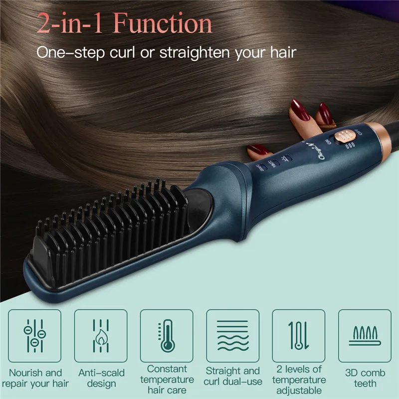 CkeyiN cepillo iónico de calentamiento rápido para el cabello, rizador de  pelo multifuncional de 220V, 25mm, peine, alisadores, plancha rizadora|Aire  caliente cepillos| - AliExpress