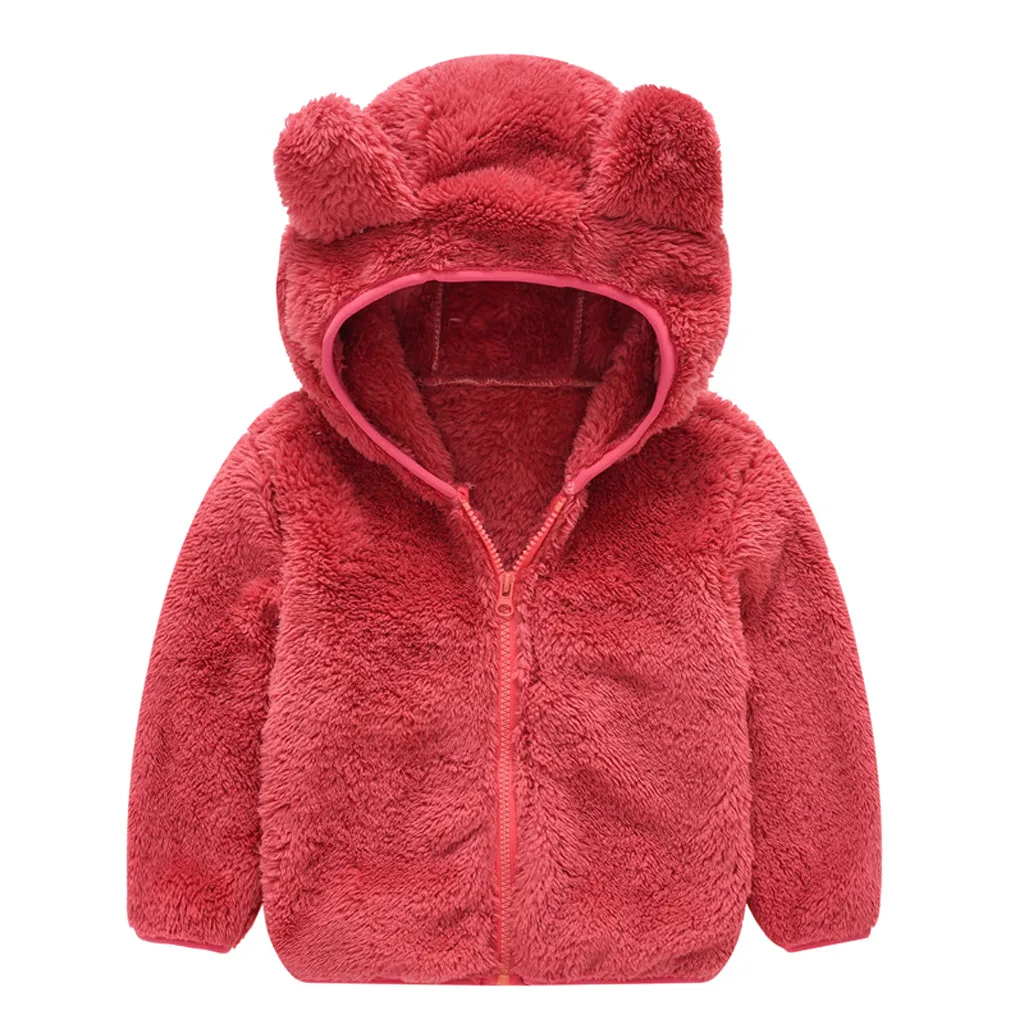 

CYSINCOS Toddler Kid Baby Winter Clothes Girl Boy Cute Ear Long Sleeve Zipper Jacket Solid Thick Cotton Hooded Coat Warm Clothes
