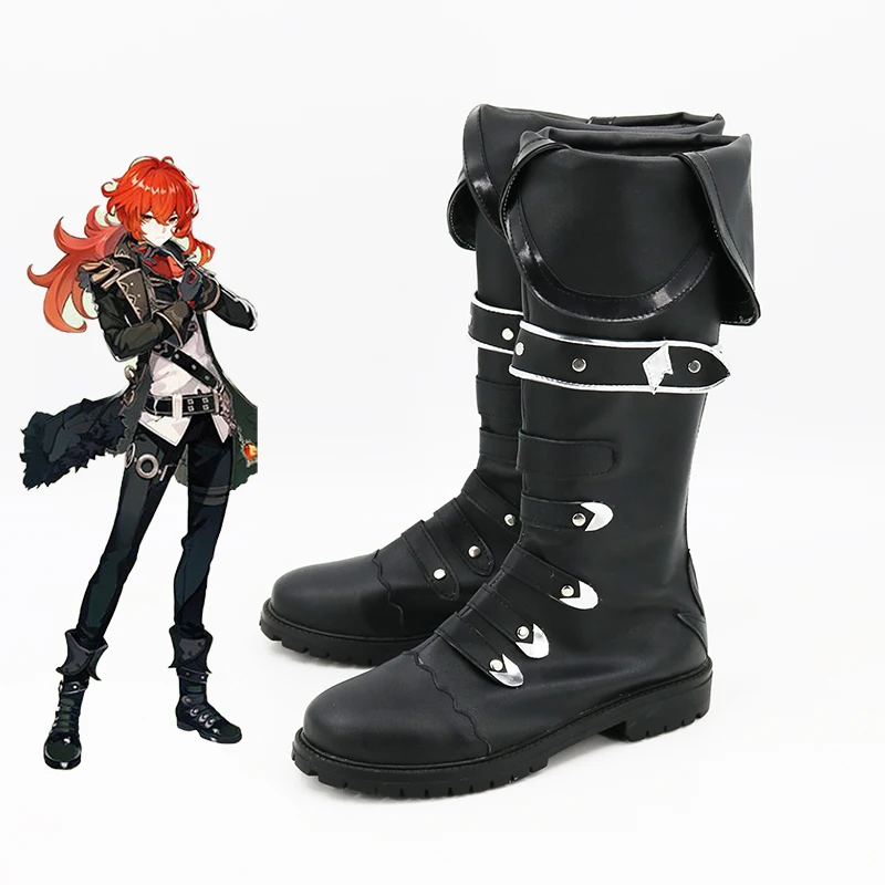 

Unisex Anime Cos Diluc Ragnvindr Cosplay Costumes Boots Shoes Halloween Christmas Party Custom Made