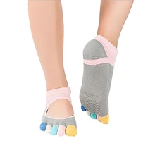 Для женщин Йога с принтом носков пять пальцев полный носок Противоскользящий спортивный носок с силиконовым каблуком спортивные носки новинка