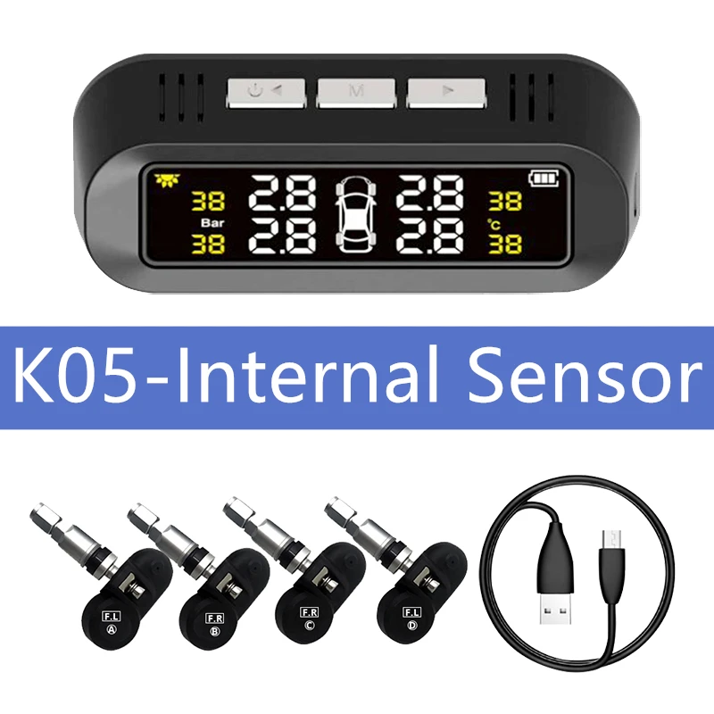 TOSPRA на солнечной энергии; TPMS автомобильная система сигнализации давления в шинах Система автоматической охранной сигнализации Предупреждение температуры в шинах - Тип: K05-Built-in Sensor