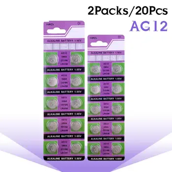 

2020 New promotional 20Pcs AG12 Coin Cells Battery SR1142PW 386B BSR43H SR43H E386 LR43 386A LR1144 RW44 V12GA Button Batteria