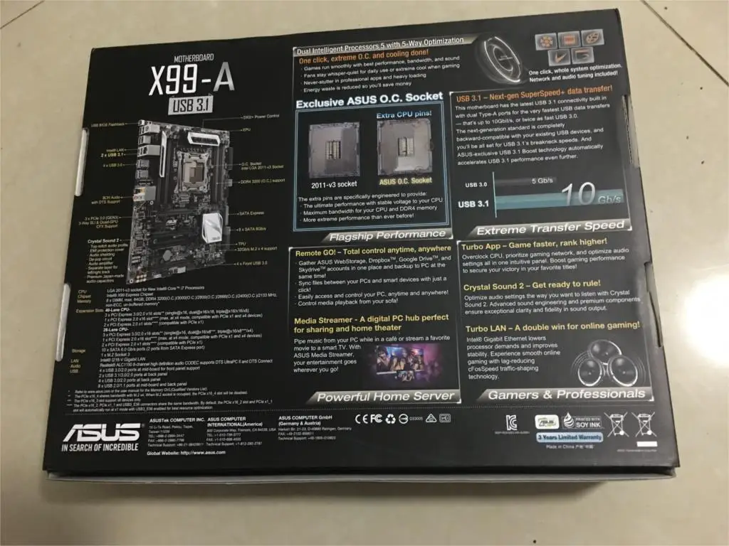  Asus X99-A/USB3.1 X99 motherboard 2011-V3 interface supports E5 V3 V4 new noriginal