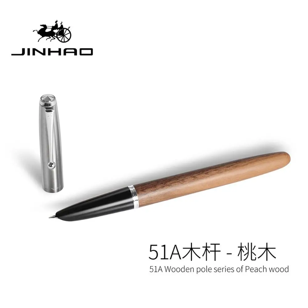 Remastered Classic Wood Fountain Pen 0.38mm Extra Fine Nib Calligraphy Pens Jinhao 51A Stationery Office School Supplies A6994 4