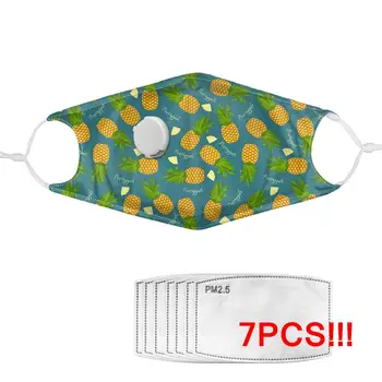 

New fruit pattern Face Printed Masks Anti Haze With 7Pcs Filters Elastic Washable Clothing Accessories Mascarilla