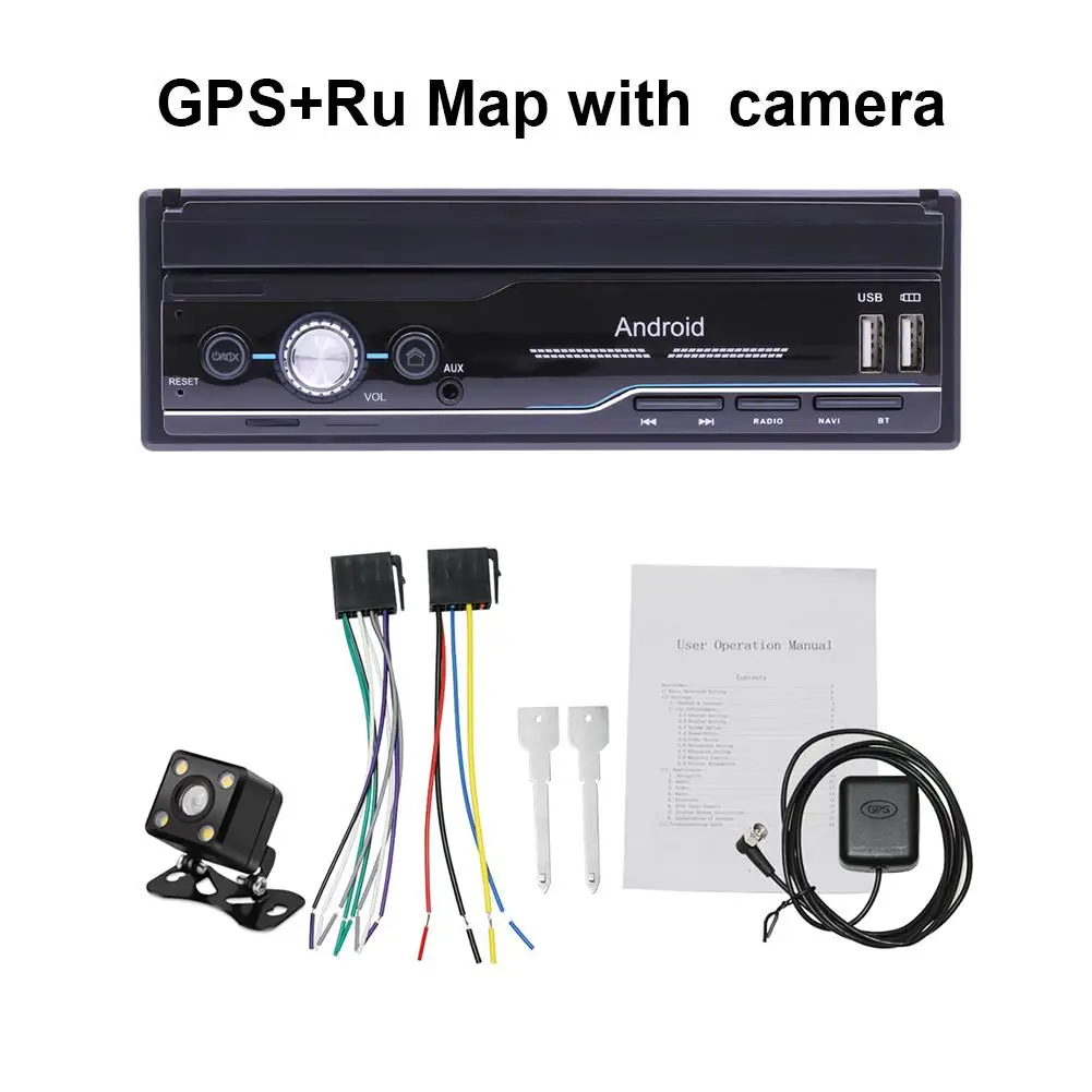 Радио автомобиль 7 дюймов автомобиль Android gps навигация радио Wifi usb зарядка 1 Din HD сенсорный экран автомобиля MP5 плеер 2 Din Автомобильный Радио тюнер - Цвет: RU MAP with Camera