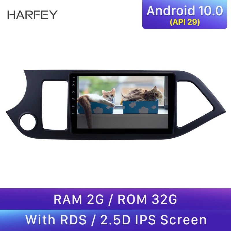 Автомагнитола Harfey 2Din Android 10 0 9 дюймов для KIA PICANTO Morning 2011 2014 GPS мультимедийный плеер