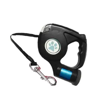 

Retractable Dog Leashes One Button Break Lock Automatic Retractable Walking Dog Leash with Lights and Dispenser Bag Black 1pc