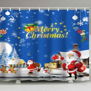 

Christmas Fashion Santa Claus Waterproof Tapestry Non Perforated Hook Shower Wall Hanging Decor Tapestry