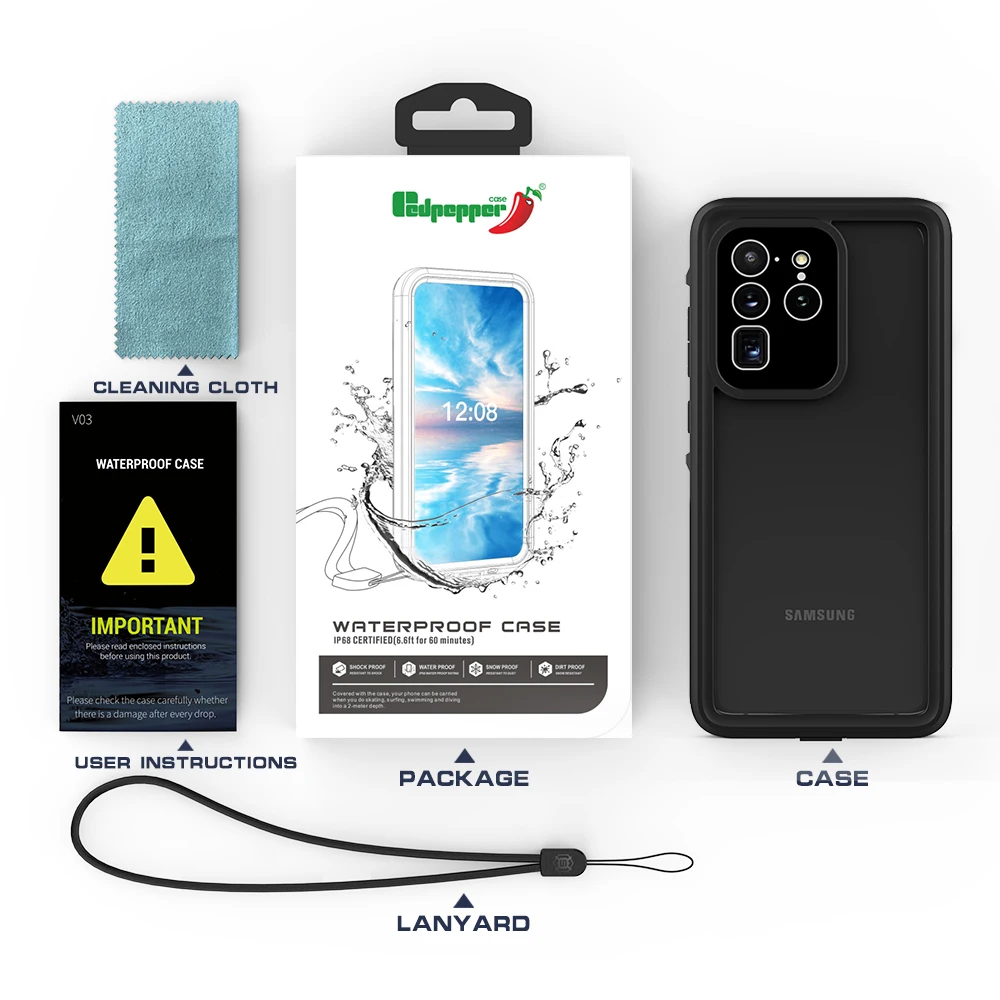 Redpepper IP68 Водонепроницаемый чехол для Samsung Galaxy S20 Plus ultra S10 S9 PLUS 5G S10E подводный 3m