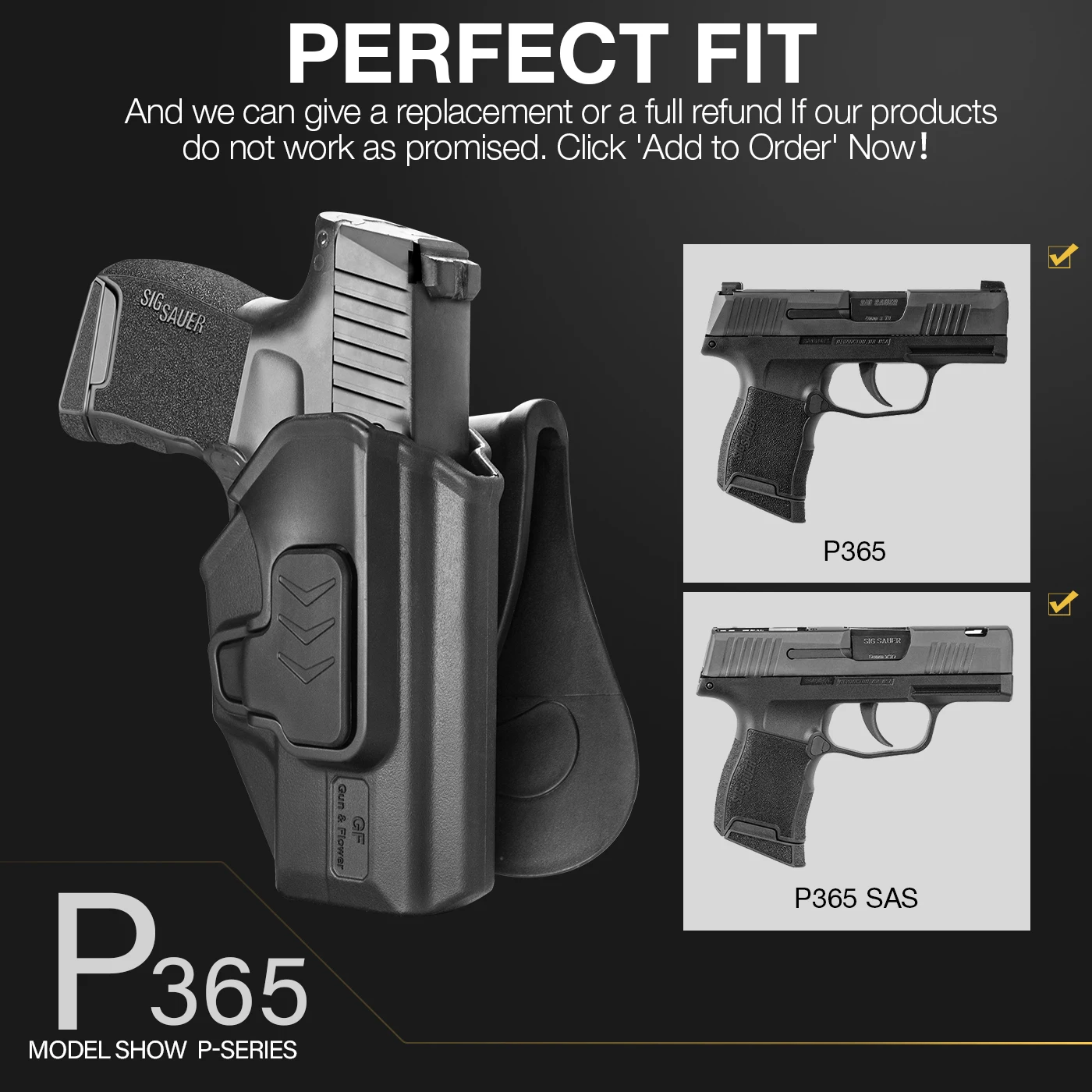 Holster Fit Sig P365/P365 SAS (Not suitable P365 X/XL/Macro),Right hand,Outside Waistband Carry Belt Plastic Polymer Holder Case 4