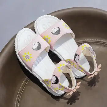

Summer Kids Sandals For Girls Princess Dance Shoes Children Beach Shoes Girls Open Toe Flat Cartoon Sunflowers Sandals 21-30