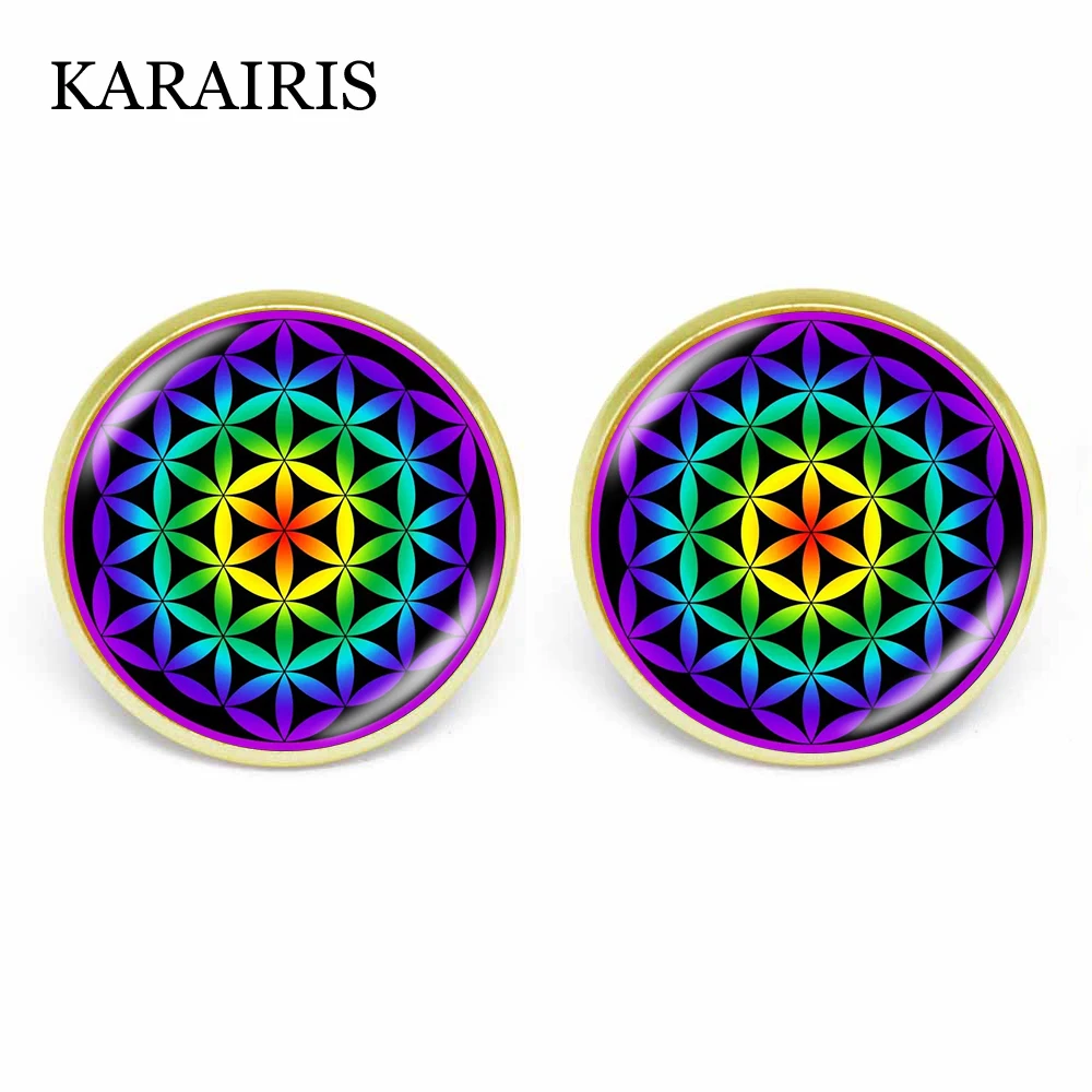 KARAIRIS священные геометрические серьги в виде цветка жизни мандалы Стеклянные