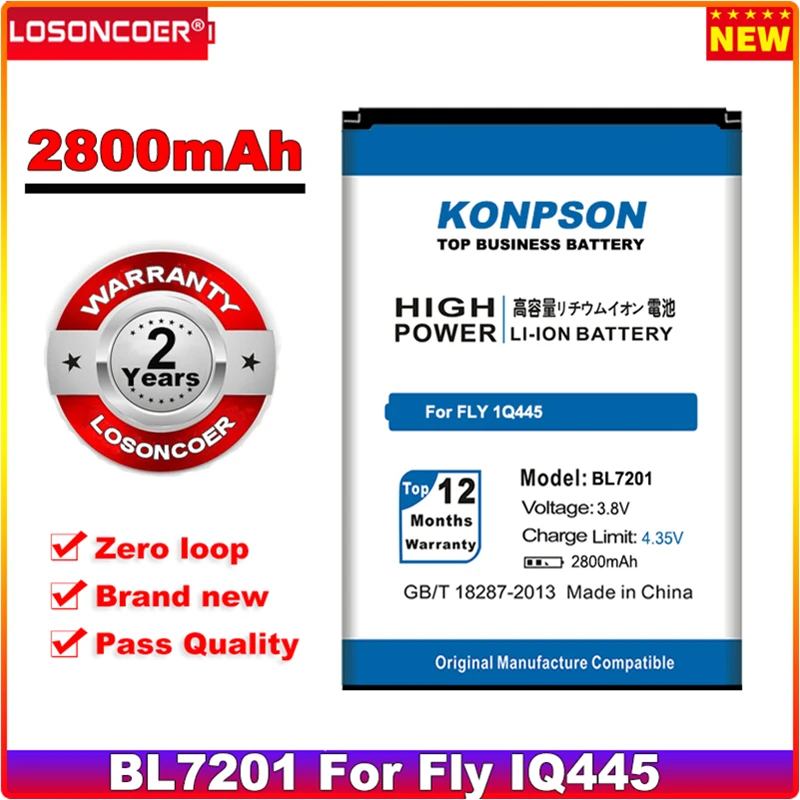 Аккумулятор LOSONCOER BL7201 для fly IQ445 1 2800 мАч|Аккумуляторы мобильных телефонов| |