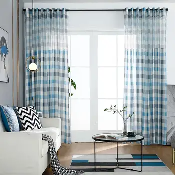 

100*200cm Punch Holes Striped Curtain Living Room Window Balcony Bedroom Divider Drape Privacy Protection Home Decoration