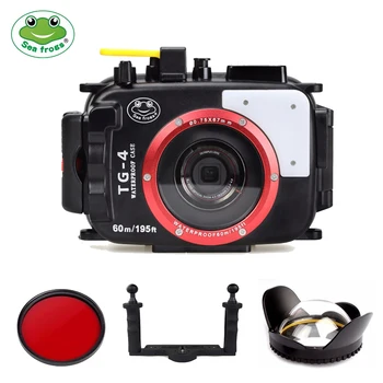 

SeaFrogs TG4 60m/195ft Underwater Diving Waterproof Housing Camera Case for Olympus TG-4 Waterproof Camera Bags with Red Filter