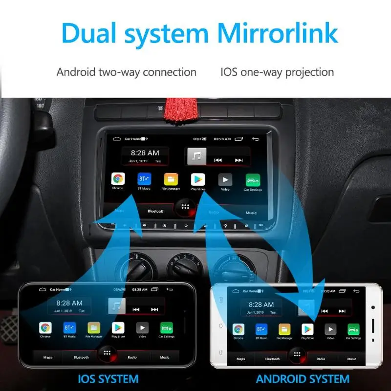 9093 2DIN Android 8,1 Автомагнитола 9 дюймов 1G+ 16G Bluetooth WiFi gps навигация головное устройство многофункциональное MP3 MP4 авторадио для VW