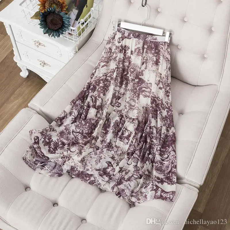 

Designer 2019 Black/Navy Blue/Light Brown Animal Print Skirts Womens Fashion Milan Runway Logo Women's Long Skirts yy-22
