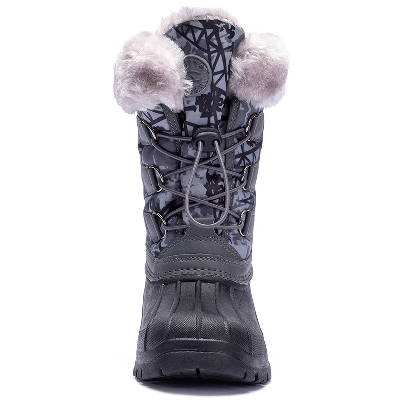 Kid's Hiking Boots Faux Fur Rubber Duck Snow Boots Childre Waterproof Warm Fur Lined Outdoor Shoes for Boys Big Kids