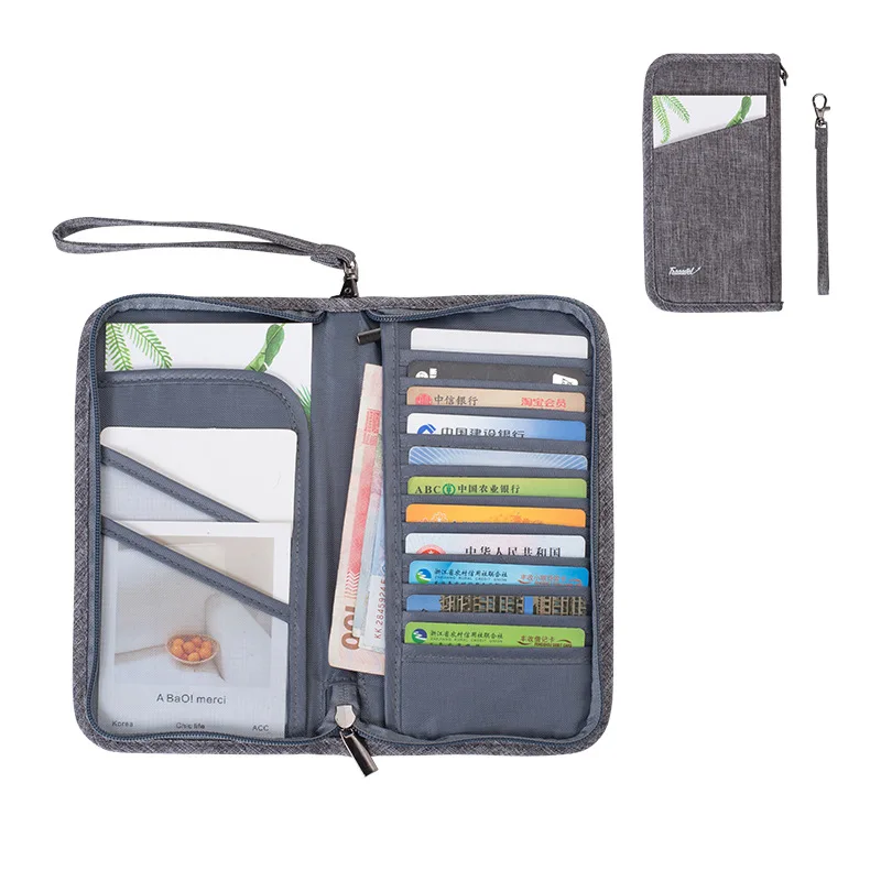 Women Wallets Unisex Travel Passport Case Credit ID Card Cash Wallet Purse Holder Solid Color Zipper Document Bag | Дом и сад