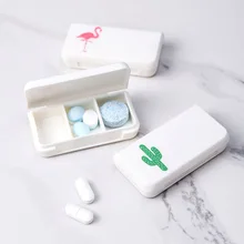 1 шт. простой узор пластиковые таблетки портативный медицинские коробки три хранения