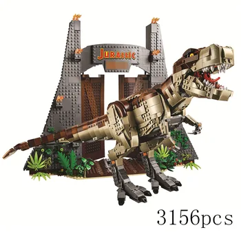 

New Jurassic World T.REX RAMPAGE Building Blocks 2 Dinosaur Figures Bricks Compatible 75936 Toys For Children dino