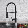 Matte Black Kitchen Sink Faucet One Handle Spring Hot and Cold Water Tap Deck Mounted Bathroom Kitchen Crane ► Photo 3/6
