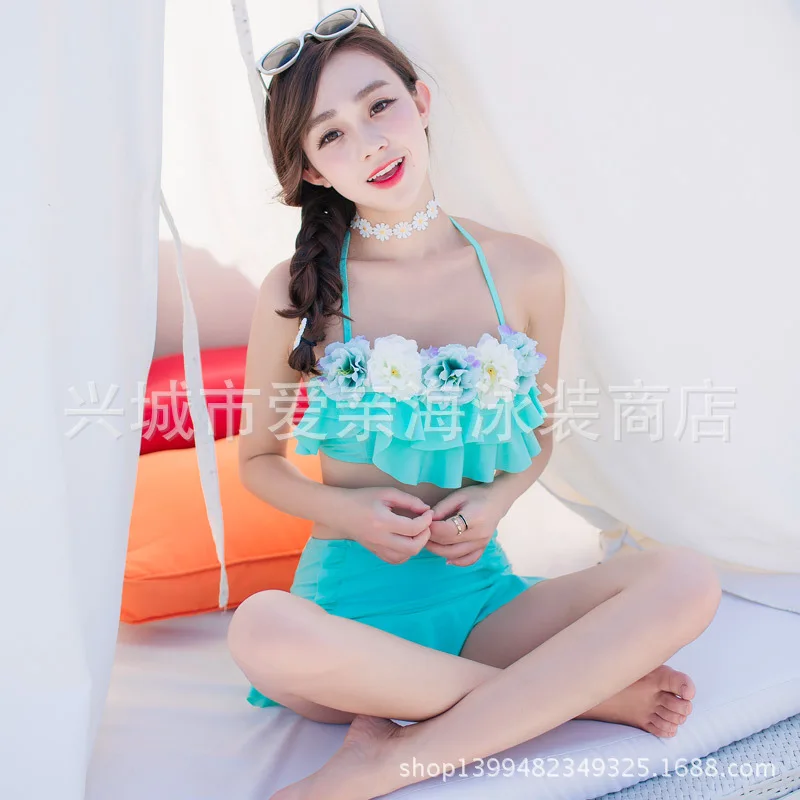

2016 New Style Fashion Sexy Underwire-Split Type Culottes-Bathing Suit WOMEN'S Swimsuit Stereo Small Flower