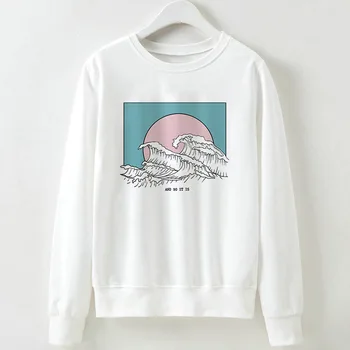 

White Creative Sweatshirts Hoodies Women 2019 Printing Long Sleeve Tracksuit Female Knitted Sweater Casual Basic Pullovers Tops