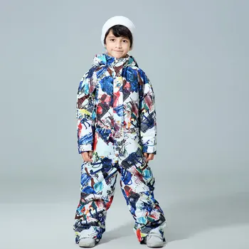

Boys Children's Snow Suit Snowboarding Sets waterproof outdoor sports wear Ski Coat and strap snow pant Kids Costume