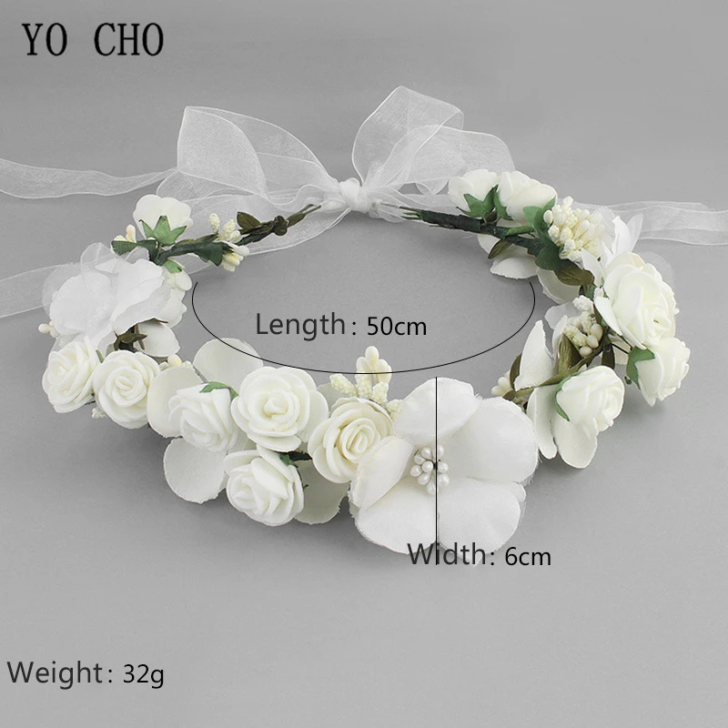 Meldel Bridal hair accessories foam rose headband women headdress silk fake flower wreath handmade headband Hair Accessories Bridal Hair Accessories