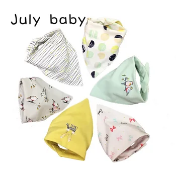 

July baby cartoon printed double triangle scarf baby cotton comfortable and soft