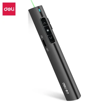 

Deli 2801G Rechargeable Laser Pointer 100 Meter Long Distance Remote Control Wireless Projector Presenter PPT Slide Laser Pen